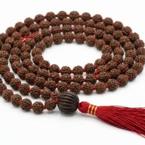 premium original panchmukhi rudraksha and sphatik mixed mala (108+1 beads) for meditation & peace lab certified